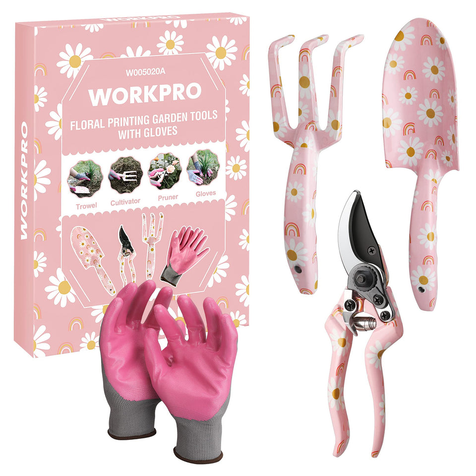 WORKPRO aluminum trowel with flower pattern for precise planting