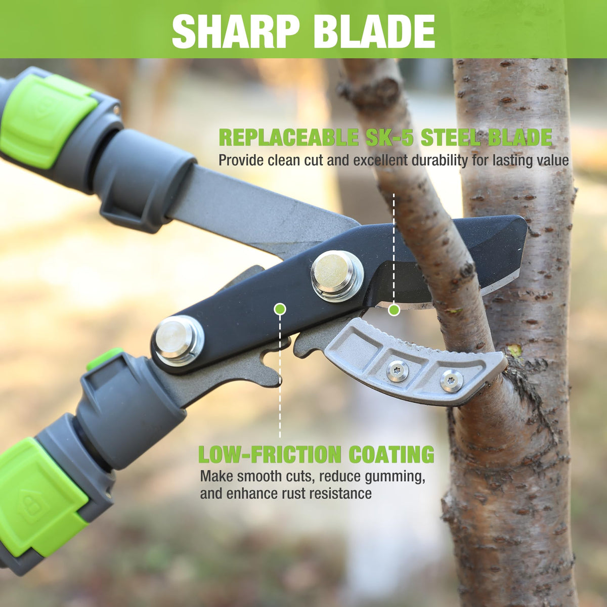 WORKPRO anvil lopper with sawtooth hold design secures branches