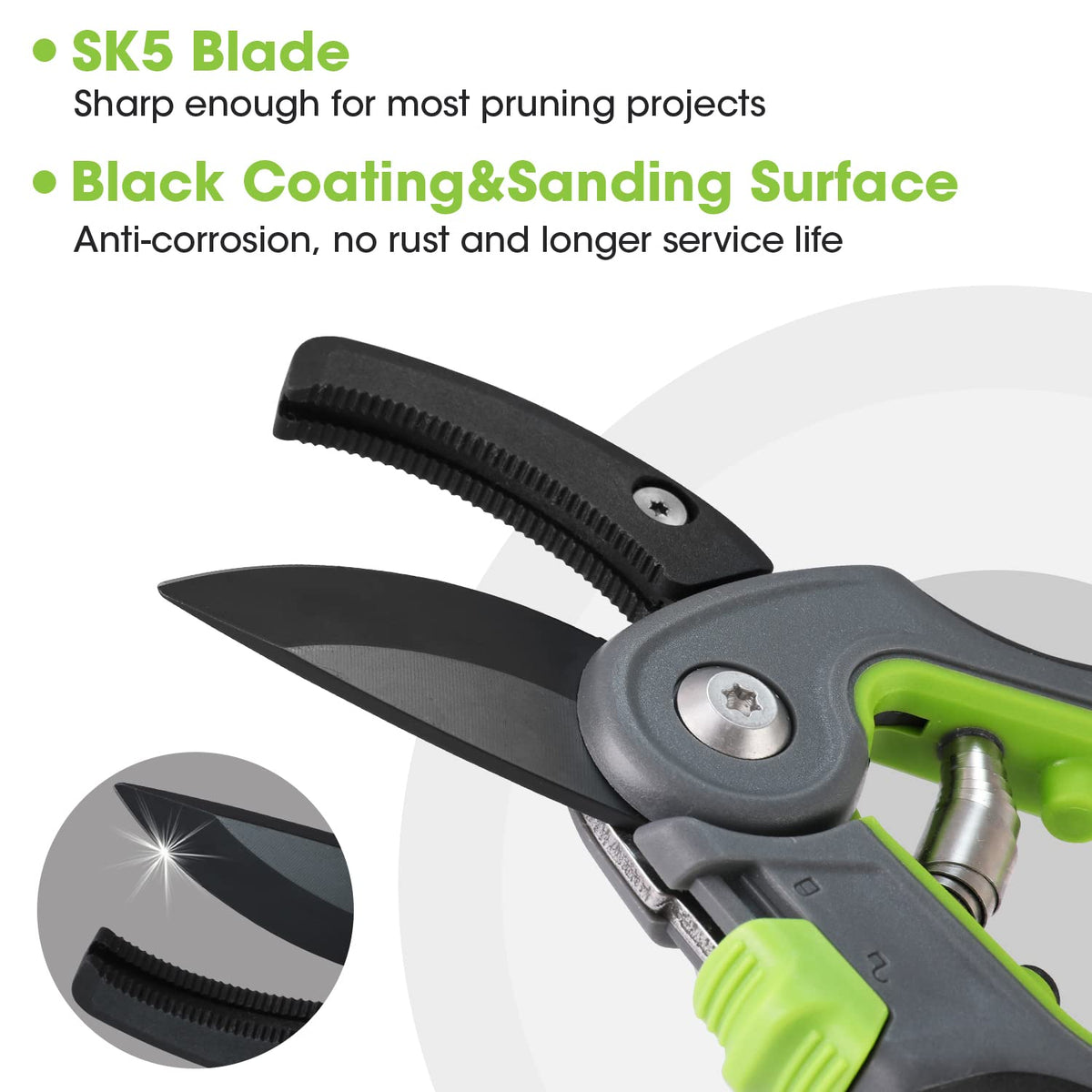 WORKPRO pruning shears ergonomic handle showing anti-slip grip.