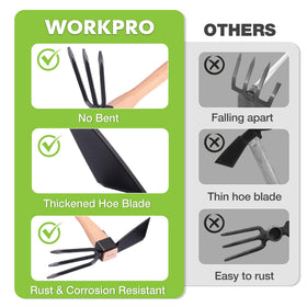 WORKPRO beechwood handle provides comfortable grip and reduced fatigue.
