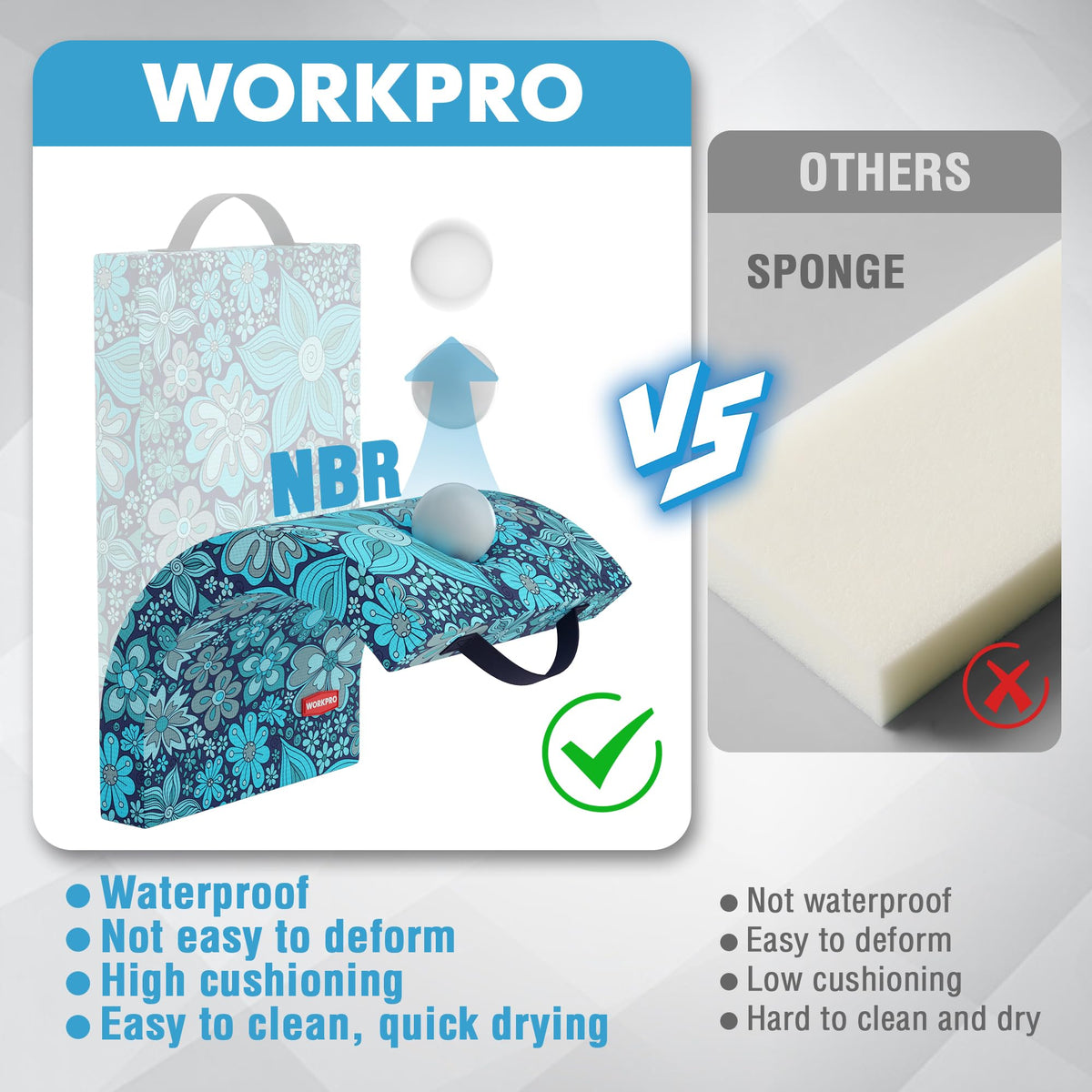 WORKPRO blue floral kneeling pad adds comfort for daily chores