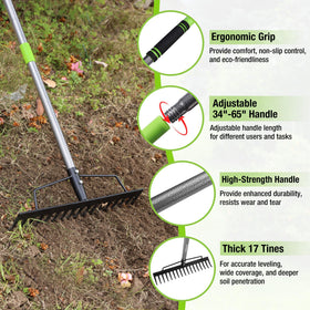 WORKPRO bow rake extendable handle for comfortable long sessions
