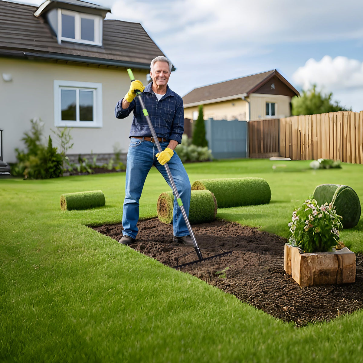 WORKPRO bow rake features a hanging hole for shed organization
