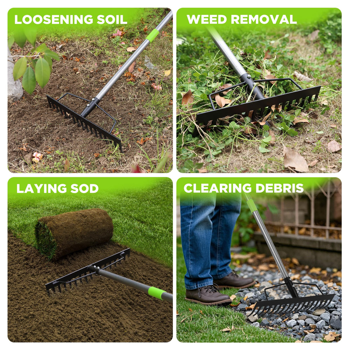 WORKPRO bow rake suitable for light tilling in tight spaces