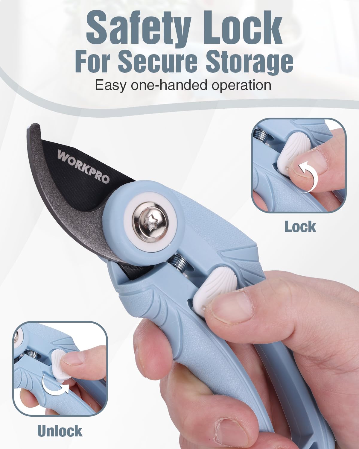 WORKPRO pruning tool handles up to 5/8 inch branches with clean results.