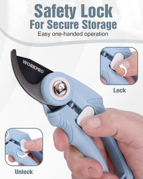 WORKPRO pruning tool handles up to 5/8 inch branches with clean results.