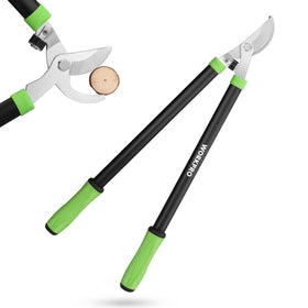 WORKPRO Bypass Lopper upper blade close-up showing sharp 65MN steel for precise cuts.
