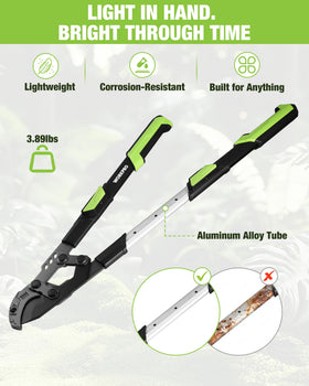 WORKPRO compound leverage system boosts cutting power while reducing hand fatigue.