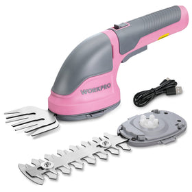 WORKPRO cordless grass shear with compact design for easy one-handed trimming.