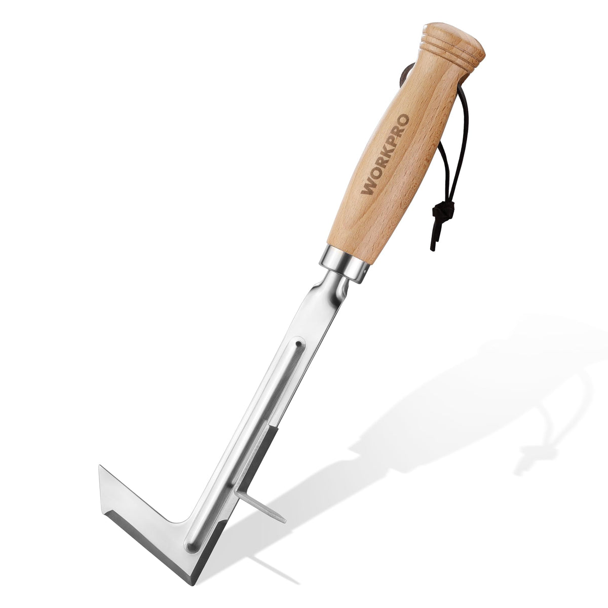 WORKPRO Crack Weeder 12-inch blade removing weeds from a crack