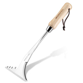 WORKPRO Crack Weeder with L-shaped blade cutting through cracks for easy weed removal