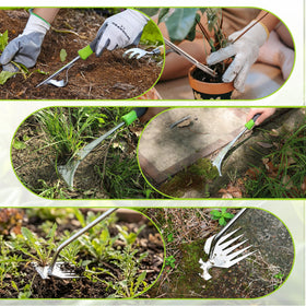 WORKPRO crack weeder clearing sidewalk cracks for clean edges and less bending.