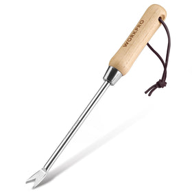 WORKPRO dandelion weeder with wood handle for easy weed removal in lawns
