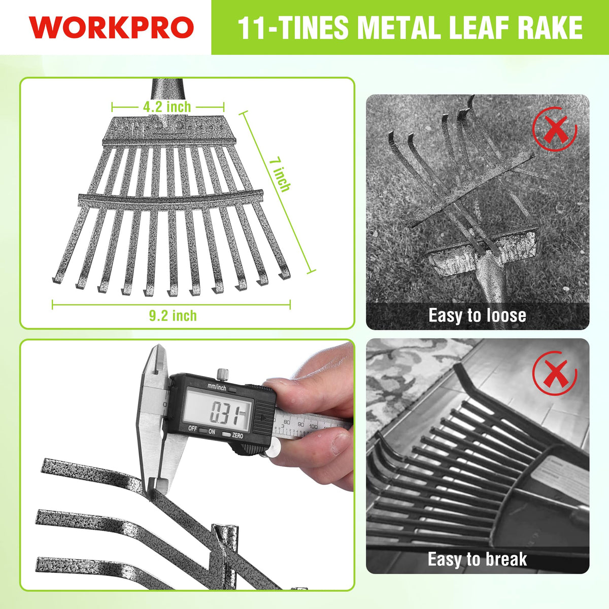 WORKPRO detachable handle design enables easy transport and compact storage