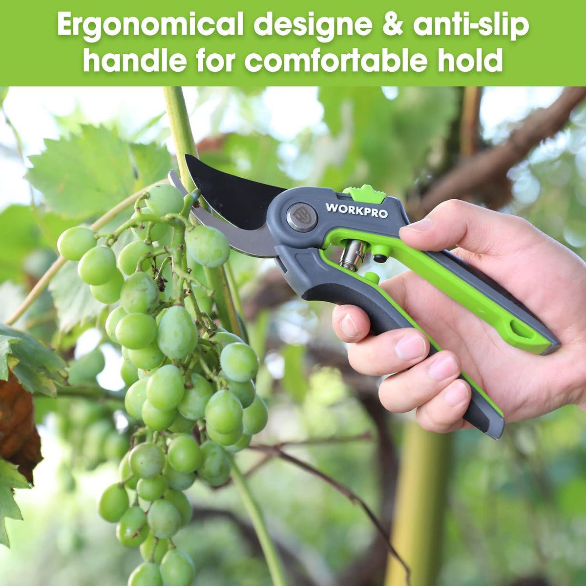 WORKPRO versatile garden tool suitable for fruit branches, flowers, and vegetables.