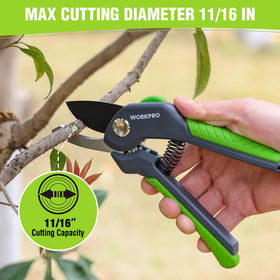 WorkPRO ergonomic non-slip handle in hand during pruning
