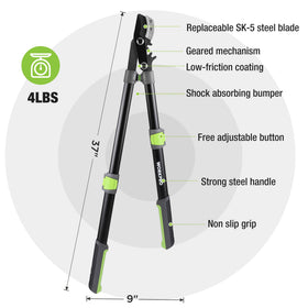WORKPRO extendable anvil lopper geared mechanism for power pruning