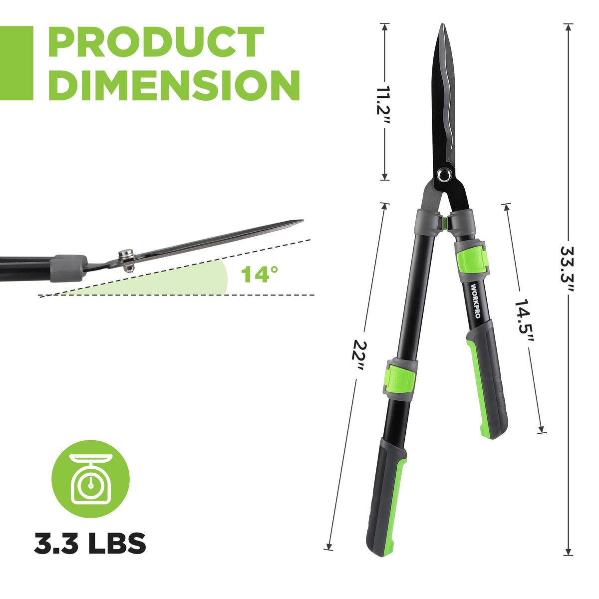 WORKPRO Extendable Hedge Shears telescoping action reaches borders and dense shrubs