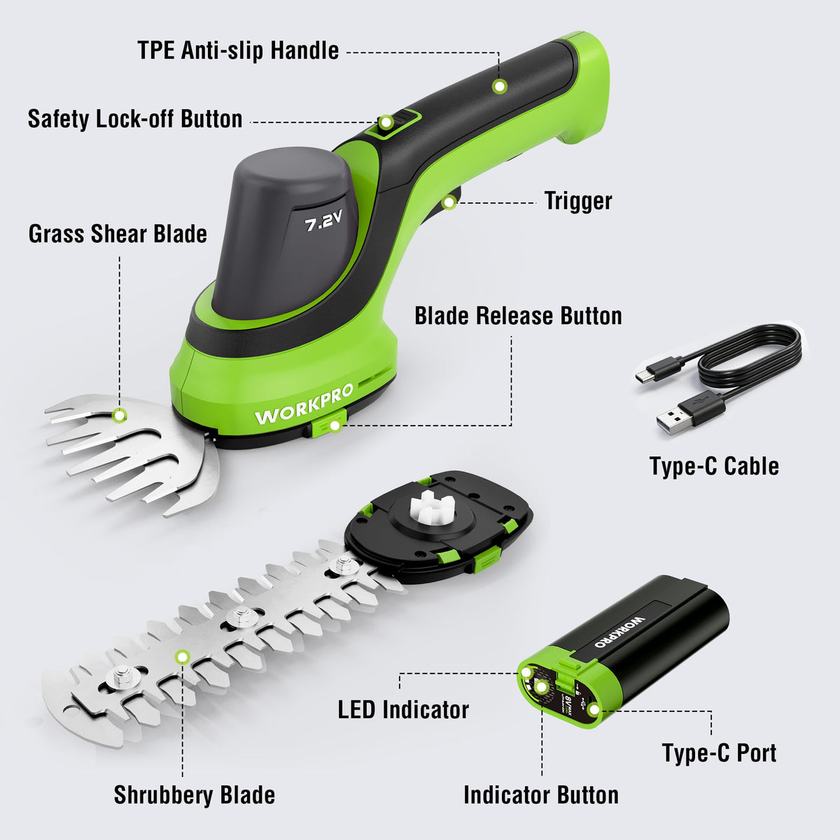 WORKPRO compact garden tool ideal for small lawns and patios.