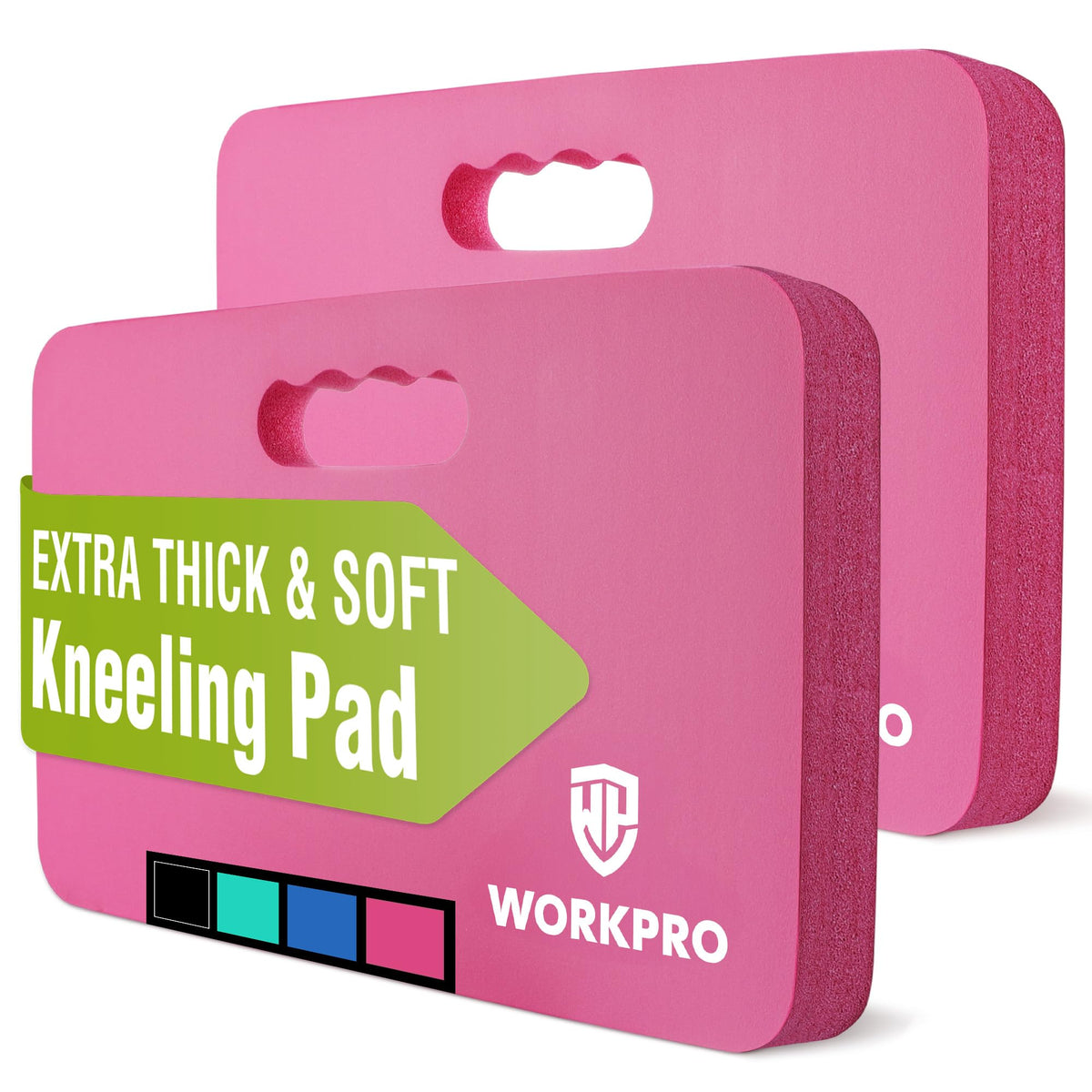 WORKPRO kneeling pad full view shows soft pink cushion supporting gardening tasks