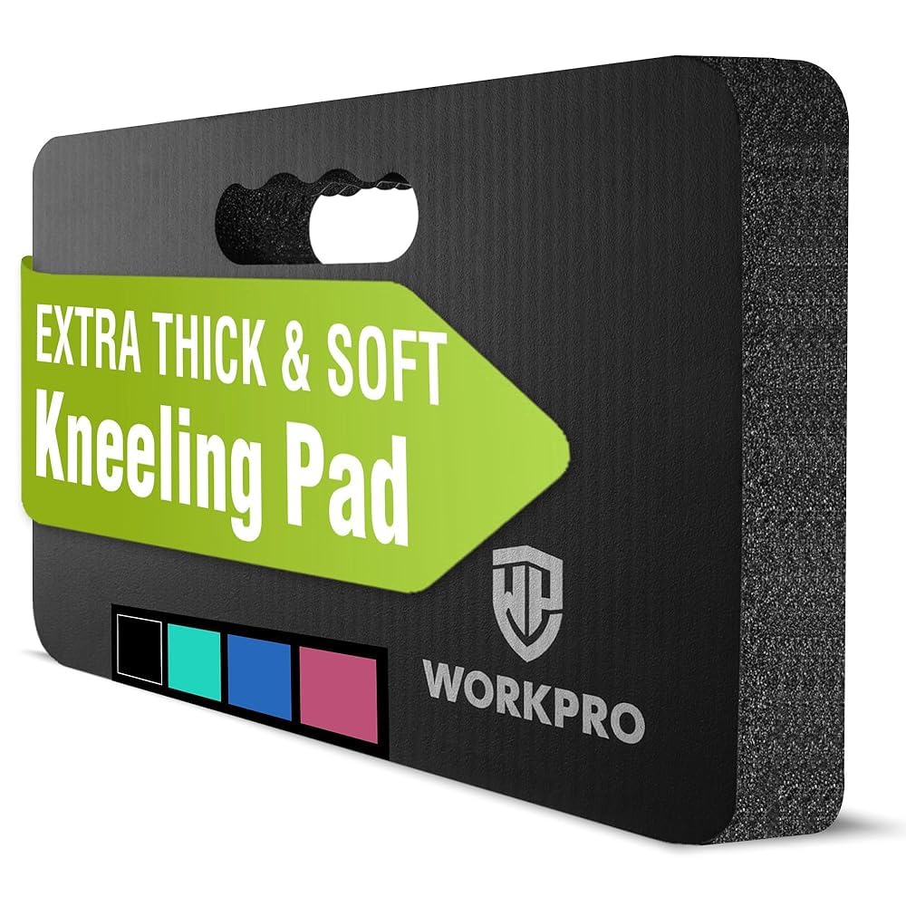 WORKPRO Extra Thick Kneeling Pad front view highlights cushioned comfort for long kneeling tasks