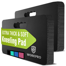 WORKPRO kneeling pad front view shows thick 1.5-inch foam for knee comfort.