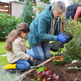 WORKPRO kneeling pad textured bottom provides slip resistance during outdoor gardening.