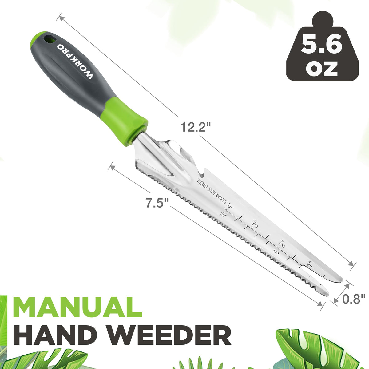 WORKPRO five-in-one head detail illustrating versatile design for weed removal and digging