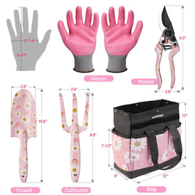 WORKPRO floral-pattern trowel shown for planting and digging tasks.