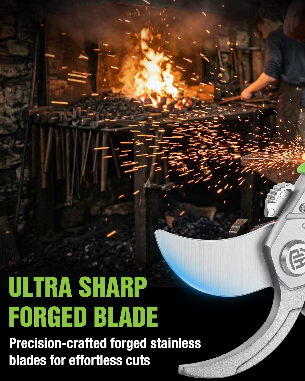 WORKPRO forged stainless steel blade offers durable trimming