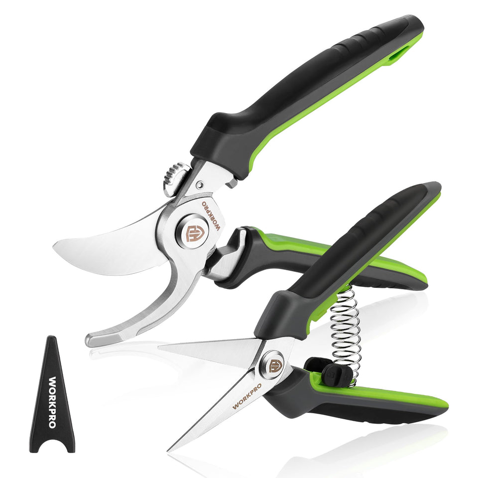WORKPRO garden pruning set bypass pruner for clean cuts on live branches.