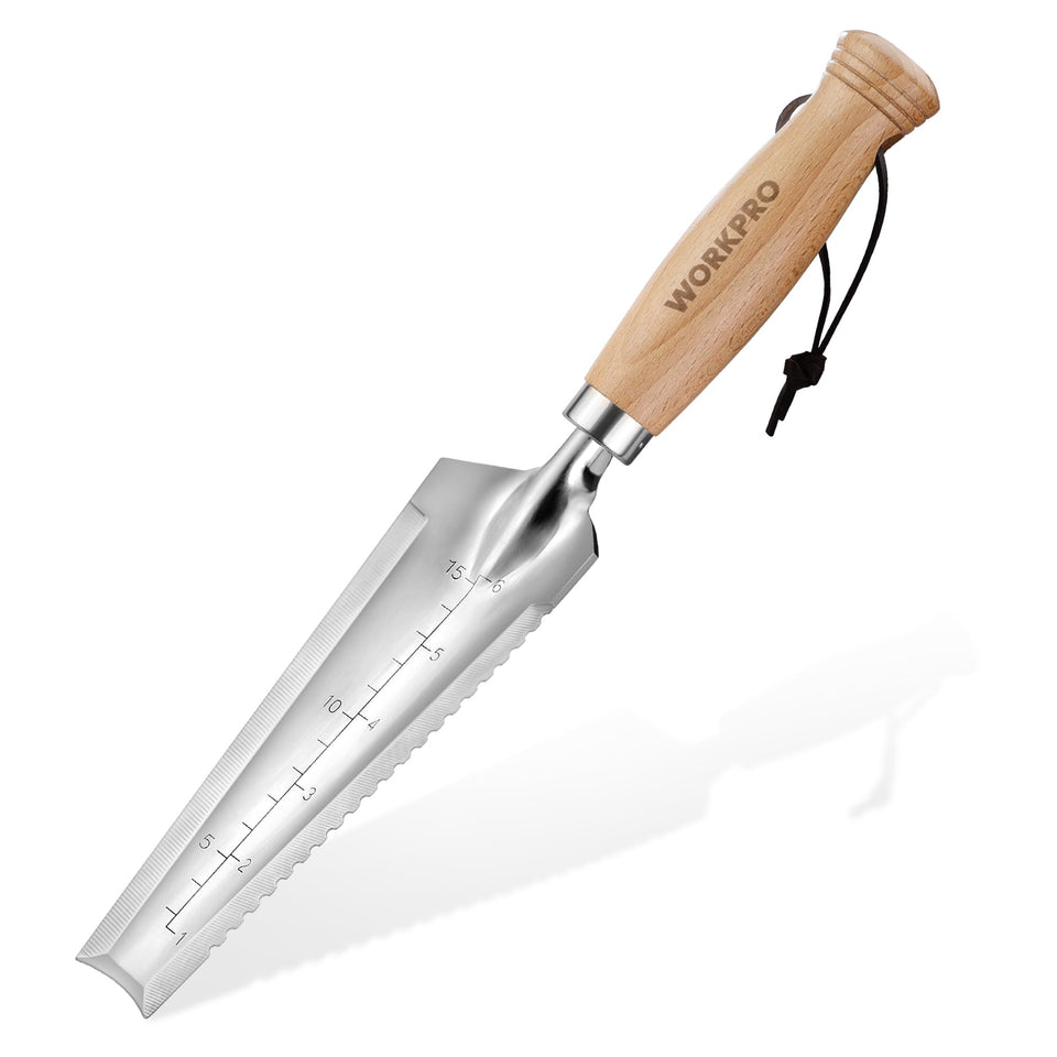 WorkPRO garden trowel with wood handle for comfortable planting
