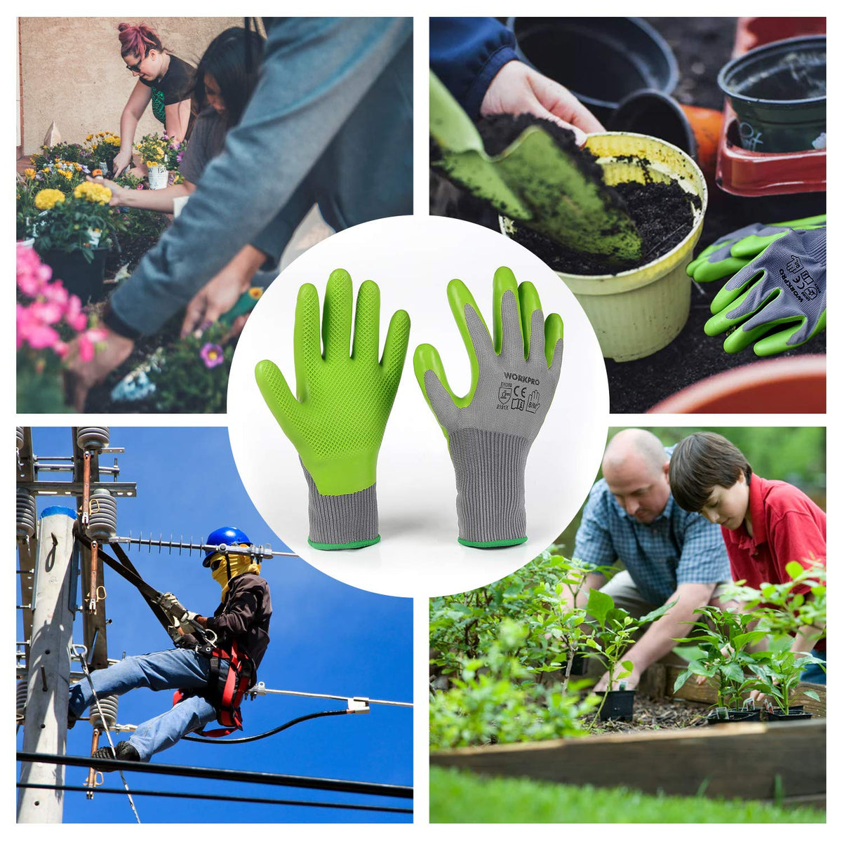 WORKPRO size guidance helps you choose snug or loose-fitting gloves.