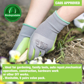 WORKPRO washable gloves come in a six-pairs set for reuse.