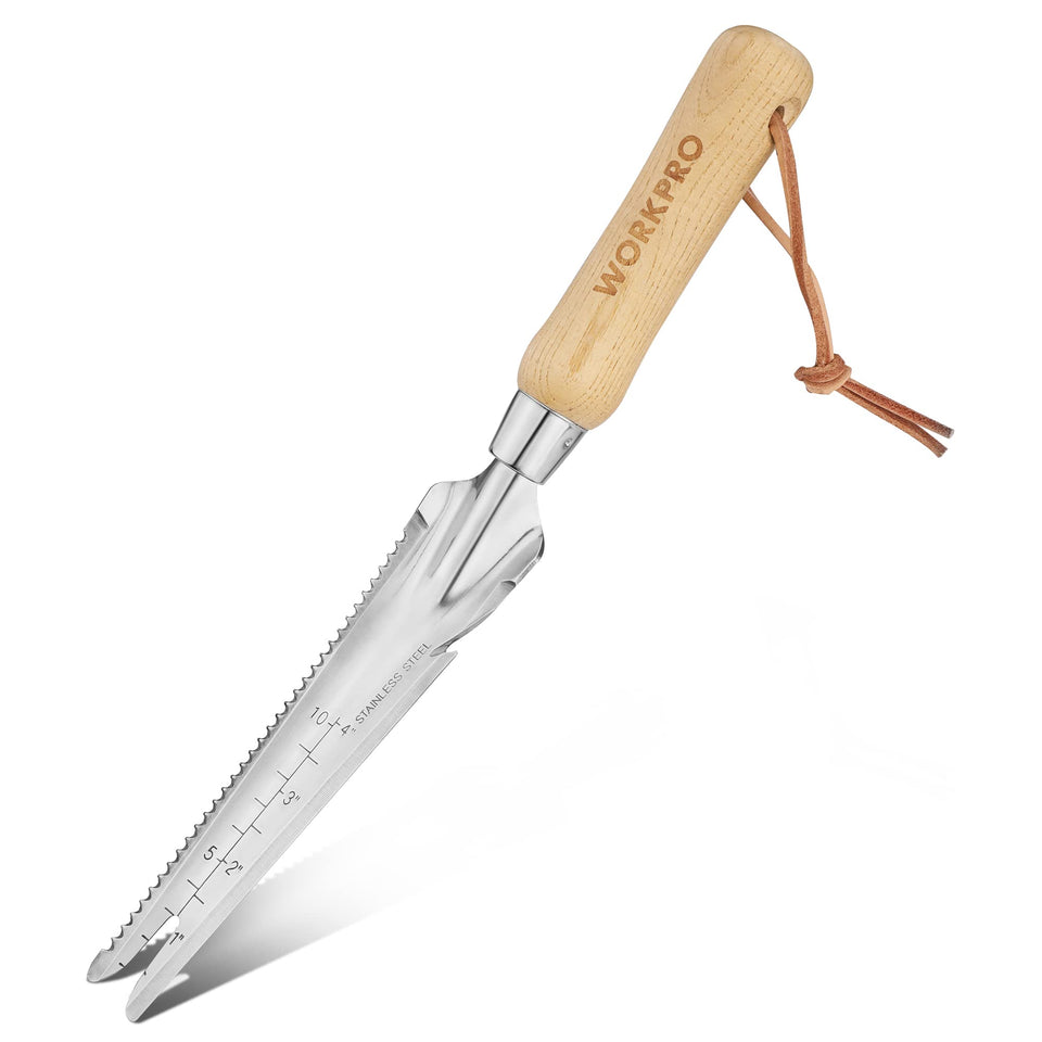 WORKPRO hand weeder puller with wooden handle for comfortable garden use