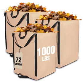WORKPRO heavy-duty 72-gallon yard bags filled with leaves for easy debris cleanup.