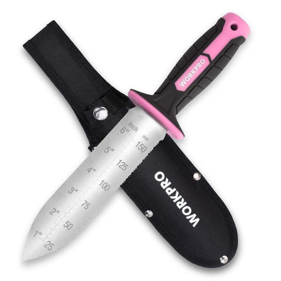 WORKPRO Hori Hori knife 7-inch blade for precise digging and root cutting.