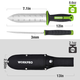 WORKPRO Hori Hori knife ergonomic handle provides a comfortable, non-slip grip.
