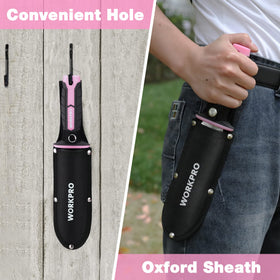 WORKPRO Hori Hori knife Oxford sheath protects blade during carry.