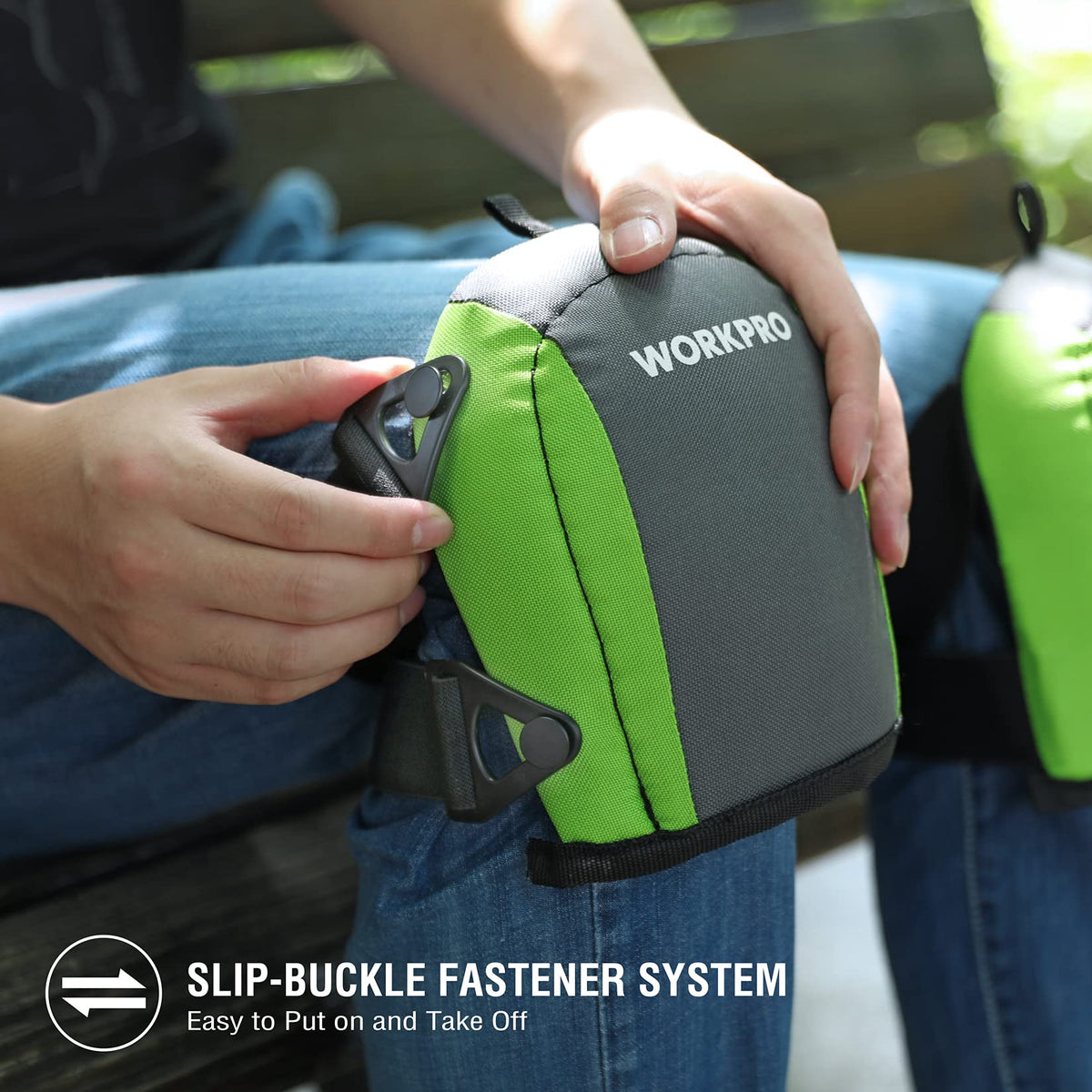 WORKPRO knee pads featuring Oxford surface provide durable protection on tough outdoor surfaces