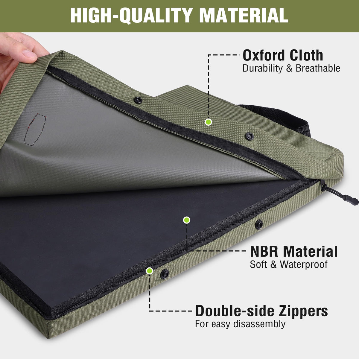 Double-sided zipper design allows quick cover removal and maintenance.