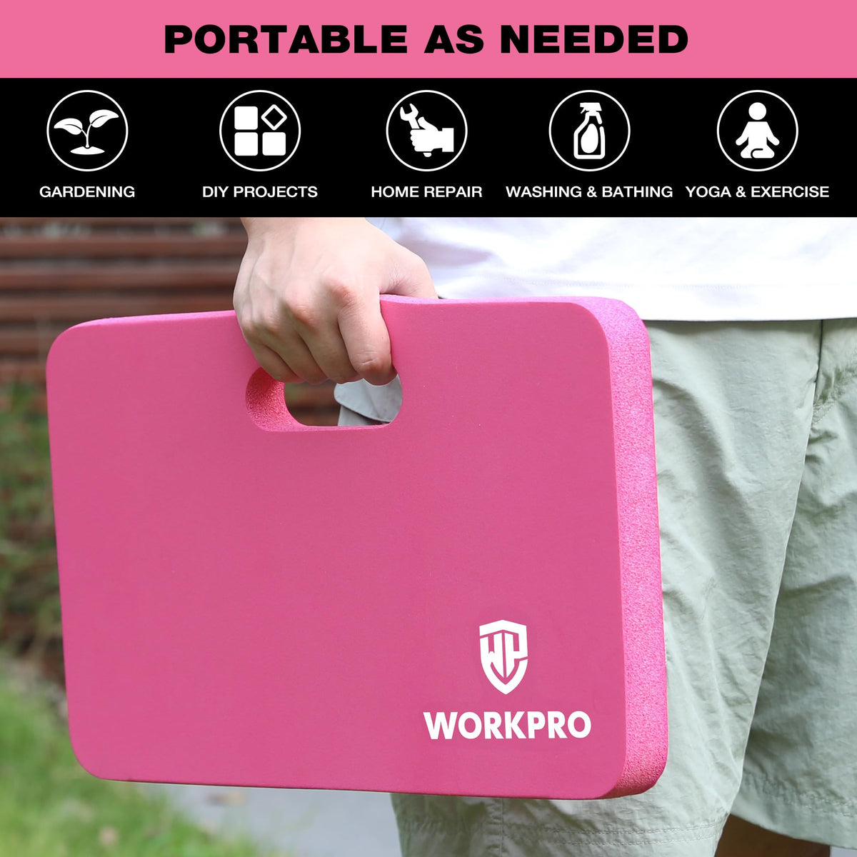 WORKPRO kneeling pad demonstrates durable construction that resists compression.