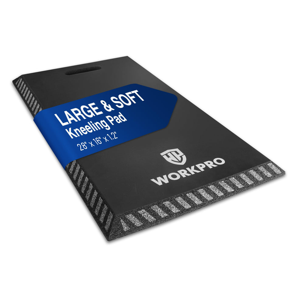 WORKPRO kneeling pad close-up shows premium foam cushioning for comfort.