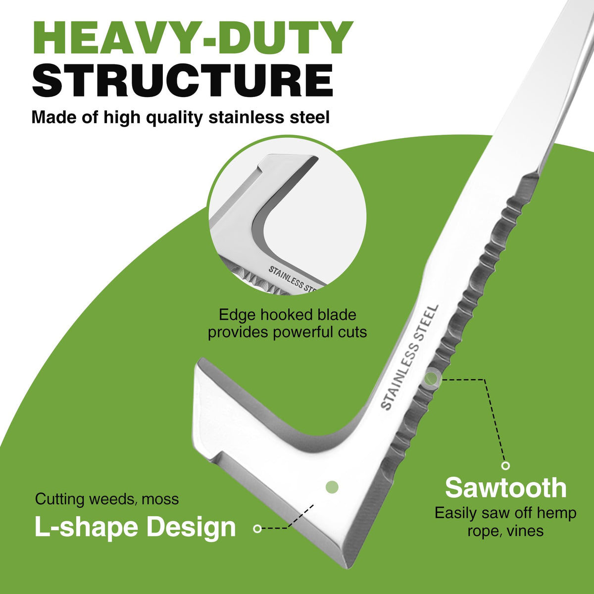 WORKPRO L-shaped tip reaches tight gaps for efficient weed lifting.