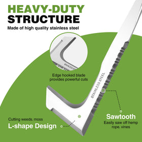 WORKPRO L-shaped tip reaches tight gaps for efficient weed lifting.
