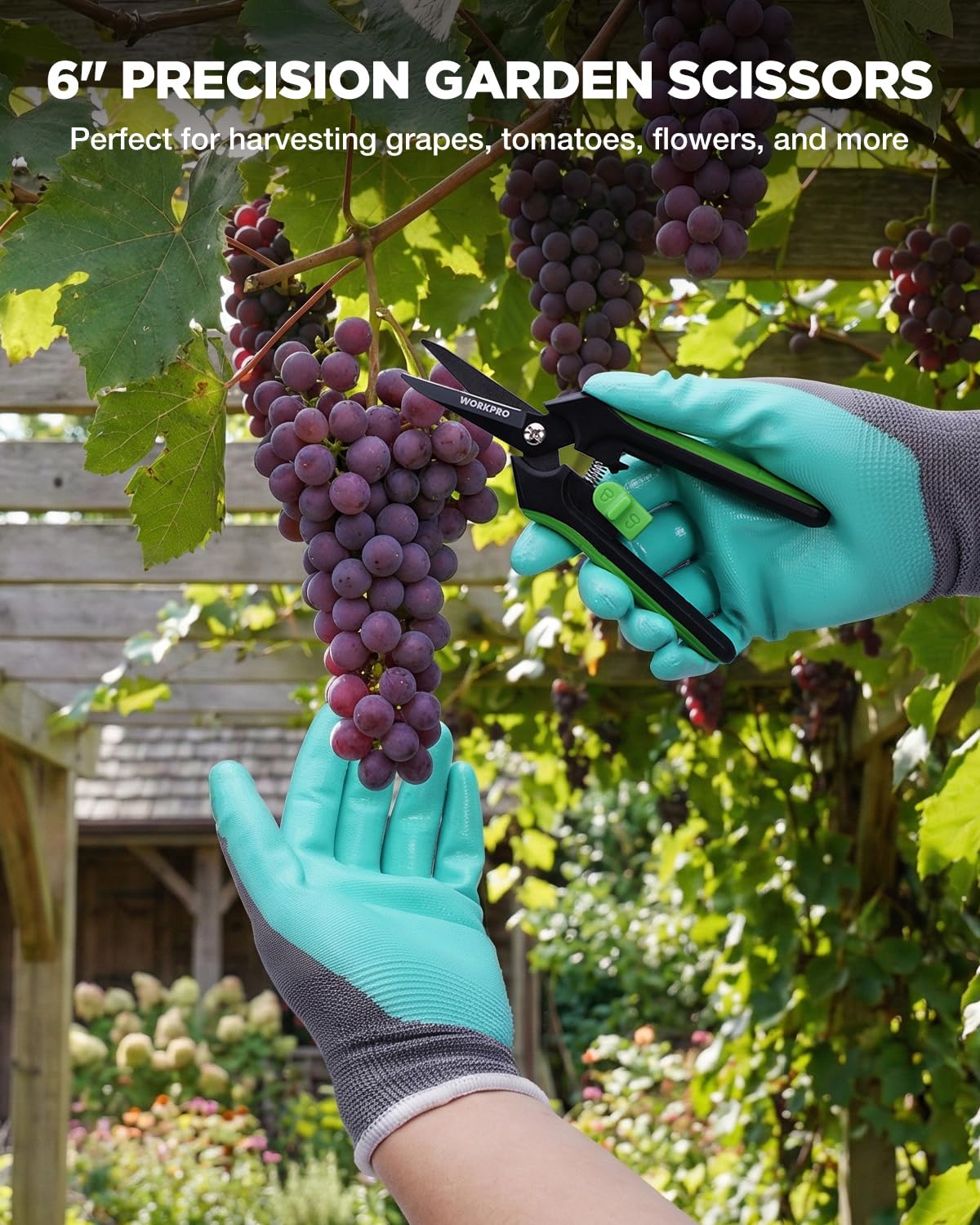 WORKPRO M-sized gloves with grip and protection.