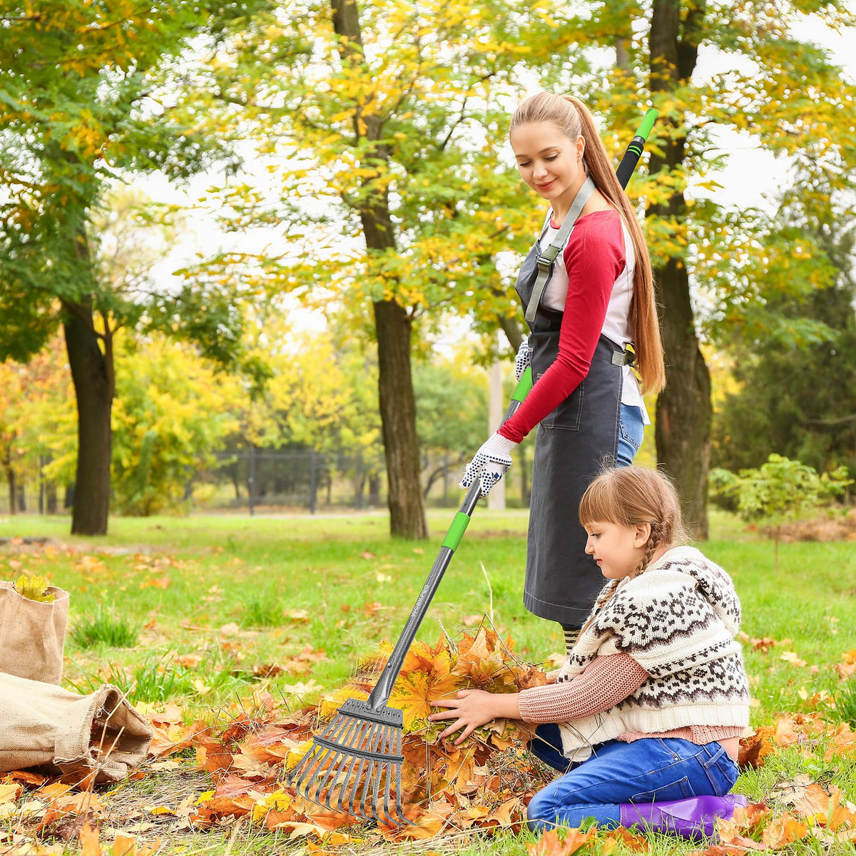 WORKPRO heavy-duty metal rake with rust-resistant coating for durable outdoor use
