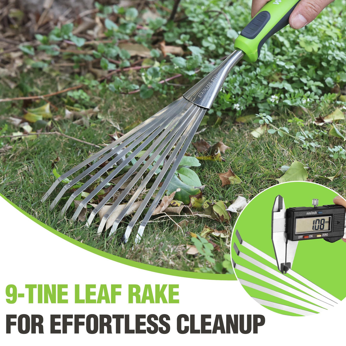 WORKPRO mini garden rake storage with hanging hole for easy tidy storage.
