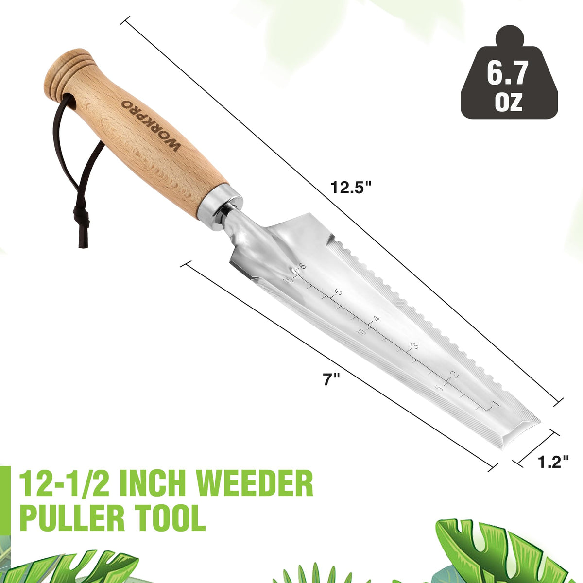 WorkPRO narrow stainless steel hand shovel for precise weeding and transplanting