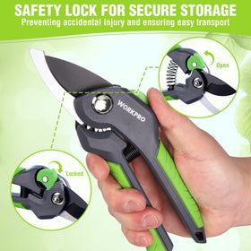 WorkPRO non-stick coated blades resist sap buildup for easy maintenance